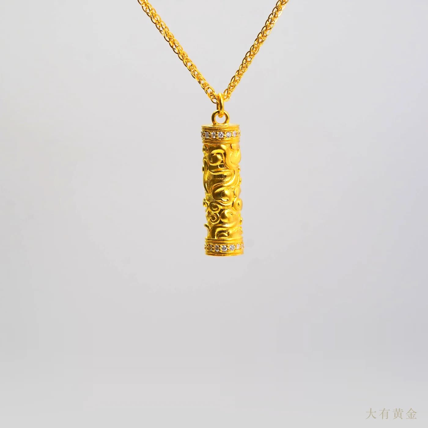 古法金钻石短筒项链